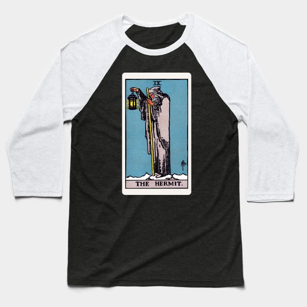 Card #9 - The Hermit - Rider Waite Smith Tarot Baseball T-Shirt by RetroFitted